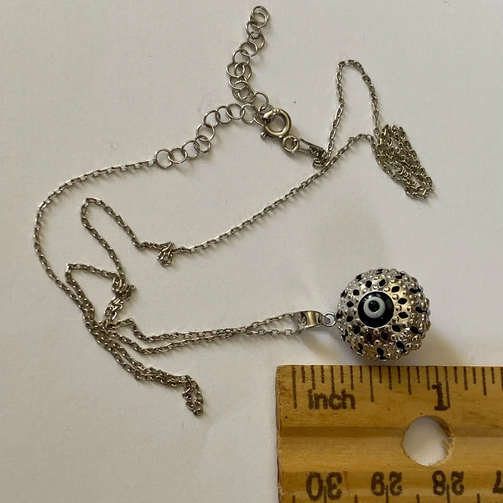 🧿925 Silver necklace glass blue evileye bead